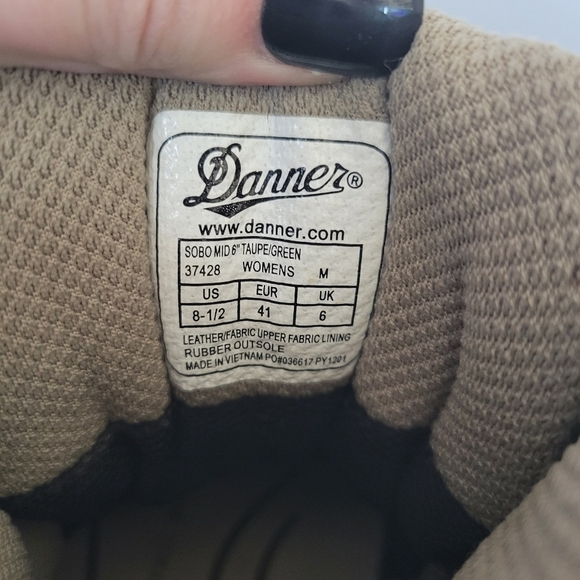 Danner Boots Sobo Mid 6" Taupe Green Leather Women's 8.5 Work Hiking Outdoor - Picture 7 of 9